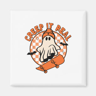 Íman Vintage Retro Halloween Creme It Real Ghost Boy Fa