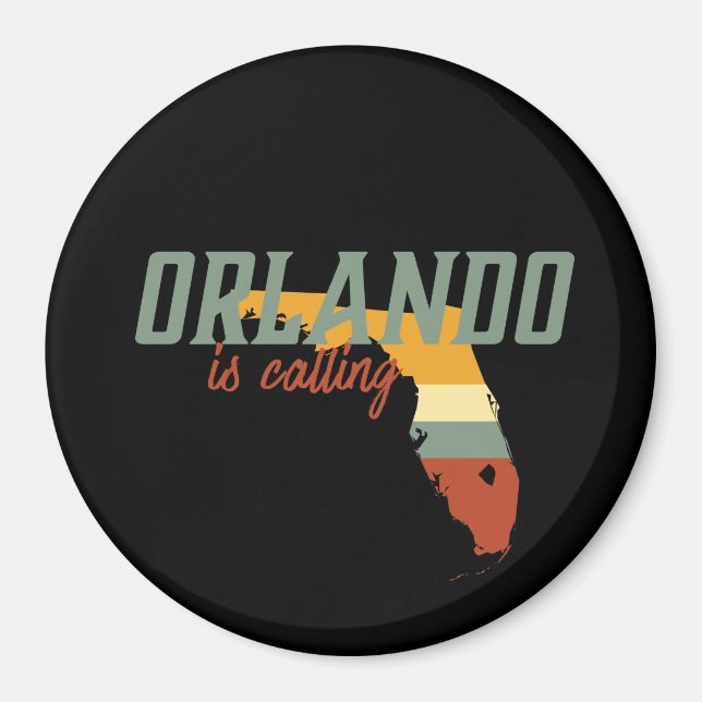 Íman Vintage Retro Orlando Florida USA City Map (Frente)