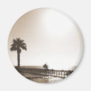 Íman vintage retrô píer de san clemente califórnia sépi