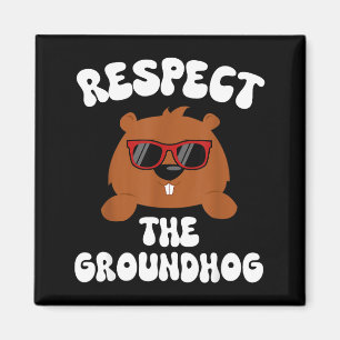 Íman Vintage Retro Respeite O Feriado Do Groundhog Engr
