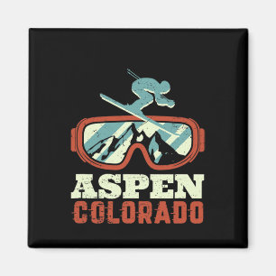 Íman Vintage Retro Ski Snowboard Aspen Colorado M