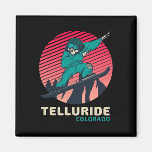 Íman Vintage Retro Snowboard Skeleton Telluride Colo
