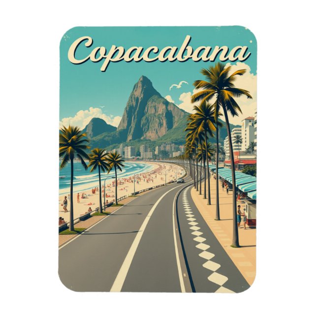 Íman Vintage Retro Viagem - Praia de Copacabana (Vertical)
