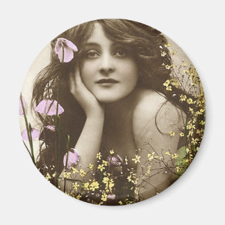 Íman Vintage Retro Women Victory Flower Girl