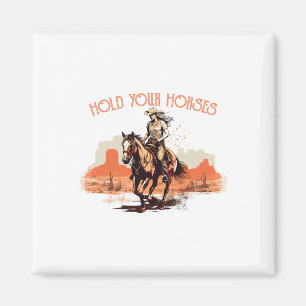 Íman Vintage Rodeo Cowboy Segura Seus Cavalos Horseback