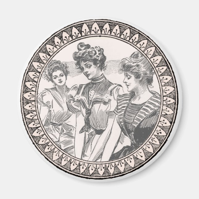 Íman Vintage Romance Casal: Antigos Rosas Apaixonados G (Frente)