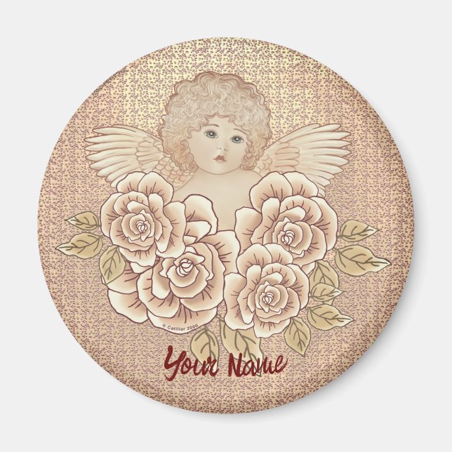 Íman Vintage Rosas Cherub Angel (Frente)