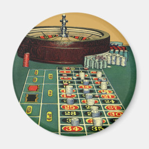 Íman Vintage Roulette Mesa Casino Game, Chips para Jogo
