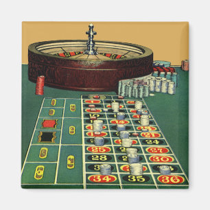 Íman Vintage Roulette Mesa Casino Game, Chips para Jogo