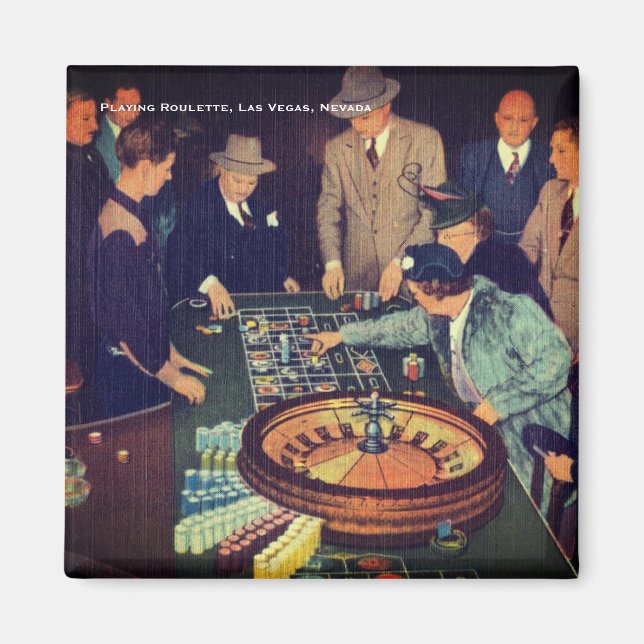 Íman Vintage Roulette Scene, Las Vegas, Nevada (Frente)