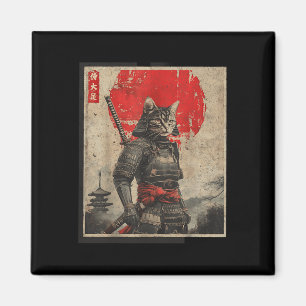 Íman Vintage Samurai Cat Camisetas Gráficas Japonesas M