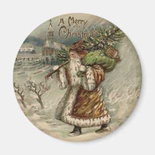 Íman Vintage Santa Claus Art Impressão