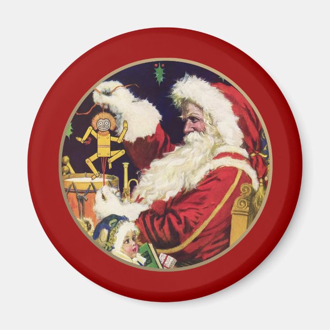 Íman Vintage Santa Claus Natal Magnet (Frente)
