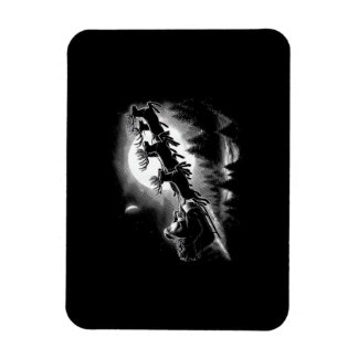 Íman Vintage Santa Sleigh Flying Over Forest Christmas