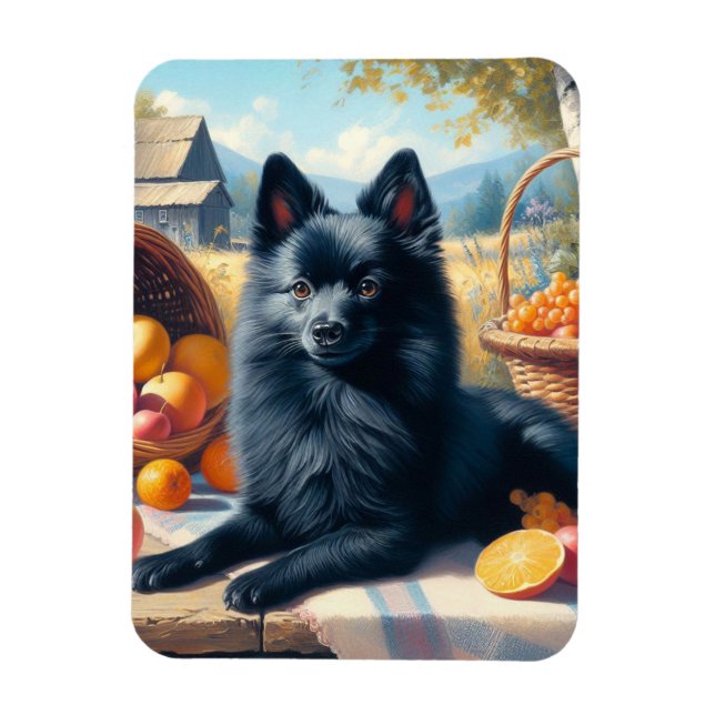Íman Vintage Schipperke Puppy Painting (Vertical)