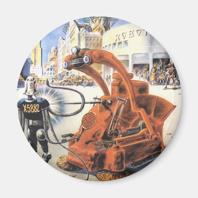 Íman Vintage Science Ficting Futurística Guerra de Alie (Frente)