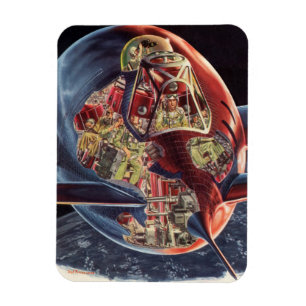 Íman Vintage Science Fiction Astronaut Rocket Spaceship