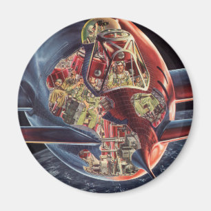 Íman Vintage Science Fiction Astronaut Rocket Spaceship