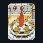 Íman Vintage Science Fiction, Cientistas Labratórios Co<br><div class="desc">Ilustração Vintage Science Fiction futurística image laboratorial com um grupo de cosmonautas russos,  cientistas ou astronautas com intervalo jante. Eles estão comendo sua sopa de farinha líquida de grandes tubos. A sua comida inclui vitaminas,  hormonas e calorias! Design de ficção científica com retrô clássico de quadrinhos.</div>