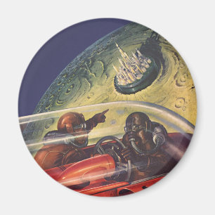 Íman Vintage Science Fiction, Futuristic City on Moon