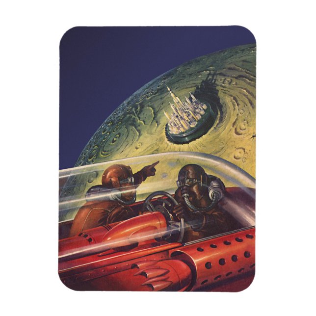 Íman Vintage Science Fiction, Futurística City on Moon (Vertical)