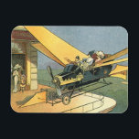 Íman Vintage Science Fiction Steampunk Carro Convertíve<br><div class="desc">Ilustração venenosa viagem futurista vitoriana e ficção científica de transporte design com asas a vapor-punk apresentando um carro voador conversível. O motorista está prestes a aterrissar seu carro futurista (ou é um avião) na loja de chocolate no futuro. Um clássico design de ficção científica de quadrinhos retrô.</div>