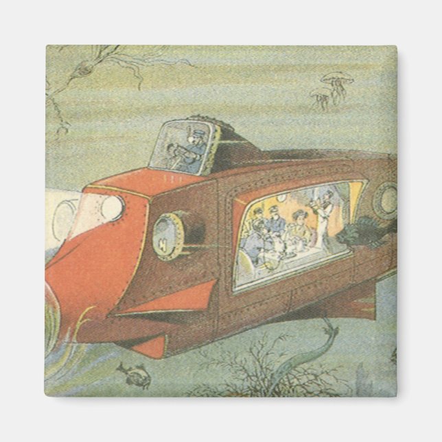 Íman Vintage Science Fiction Steampunk Subsea in Sea (Frente)