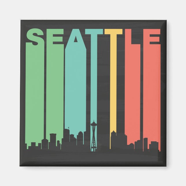 Íman Vintage Seattle Cityscape (Frente)