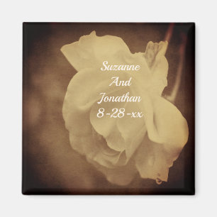 Íman Vintage Sepia Rosa Floral Wedding