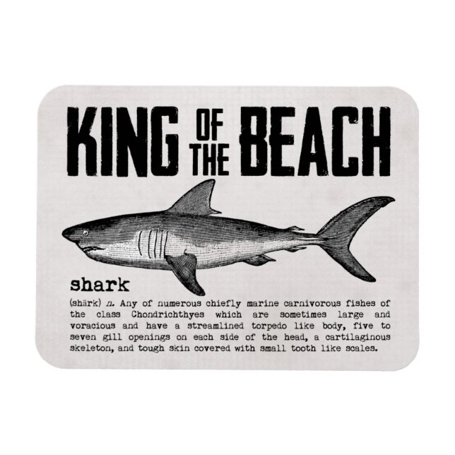 Íman Vintage Shark and Definition Beach King (Horizontal)