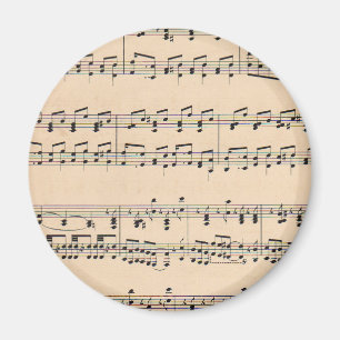 Íman Vintage Sheet Music Score Black and White Notes