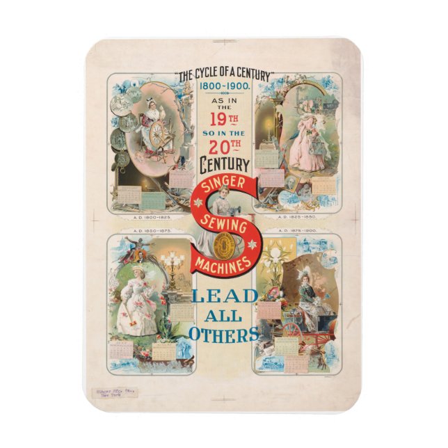 Íman Vintage Singer Sewing Machine Ad (Vertical)