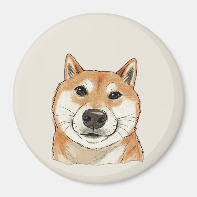 Íman Vintage Sketch Shiba Doge (Frente)