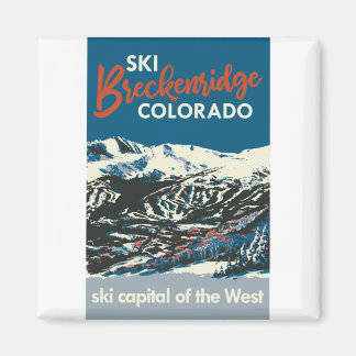 Íman Vintage Ski BReckenridge Poster Azul