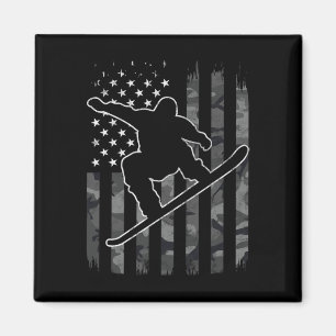 Íman Vintage Snowboard Camouflage Estados Unidos Flag S