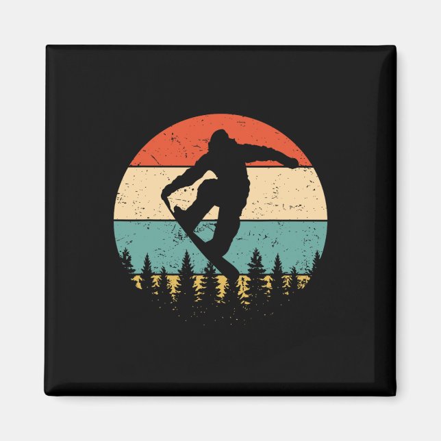 Íman Vintage Snowboard - Retro Snowboard (Frente)