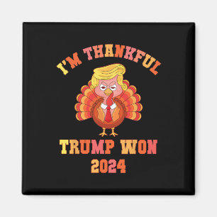 Íman Vintage, sou grato Trump venceu 2024, Funny Thanks