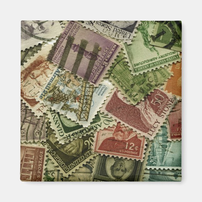 Íman Vintage Stamp Impressão (Frente)