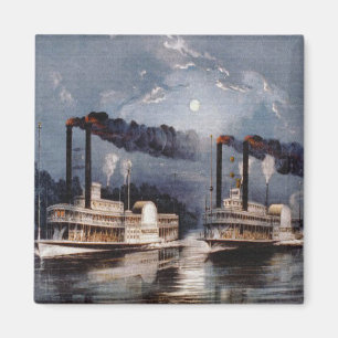 Íman Vintage Steamboat Racing no Rio Mississippi