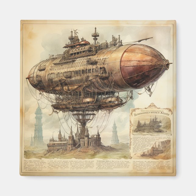 Íman Vintage Steampunk Zeppelin (10) (Frente)