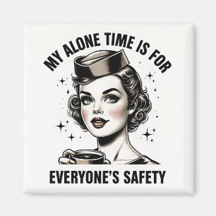 Íman Vintage Stewardese Magnet "My Alone Time"