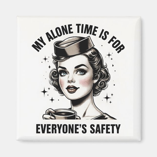 Íman Vintage Stewardese Magnet "My Alone Time" (Frente)