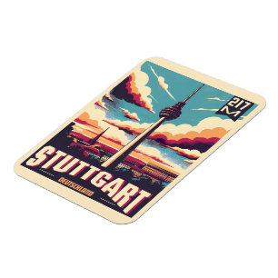 Íman Vintage Stuttgart TV Tower Fernsehturm german pres