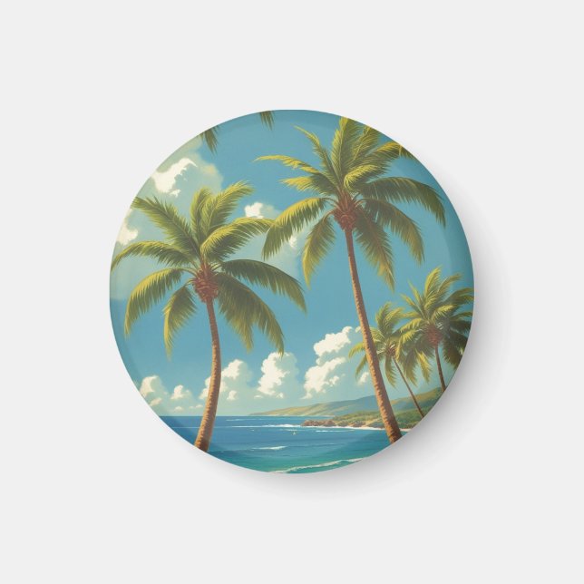 Íman Vintage Style Havaiano Viagem Aloha Do Havaí (Frente)