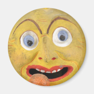 Íman Vintage sujo pintado estranho Papier da cara -