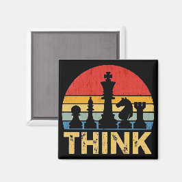 Íman Vintage Sunset Chess Trabalho de arte - Inspirador