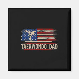 Íman Vintage Taekwondo Pai Americano Flag Desenvolve