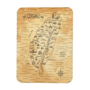 Íman Vintage Taiwan Map Photo Magnet