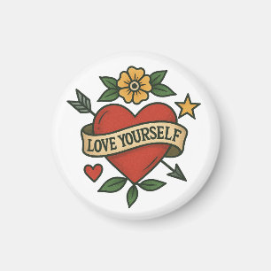 Íman Vintage Tattoo Heart PNG Ame-se Design