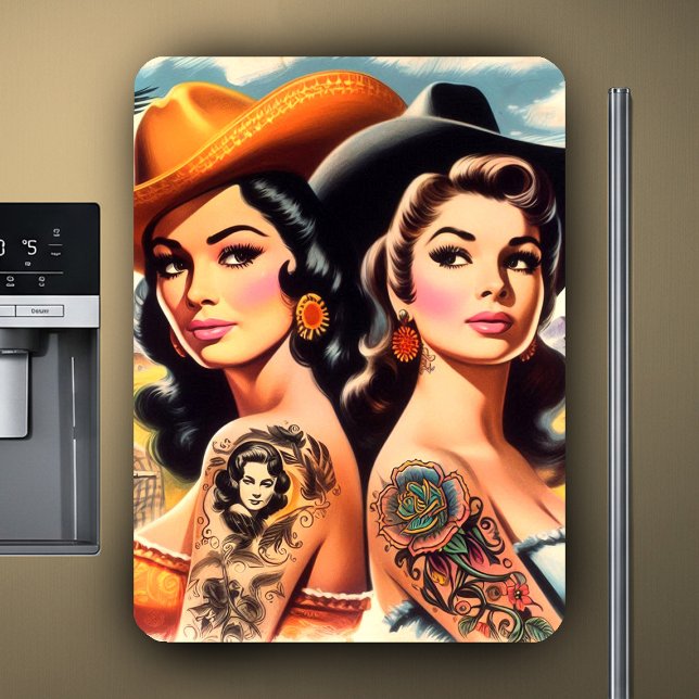 Íman Vintage Tattooed Cowgirls (Criador carregado)